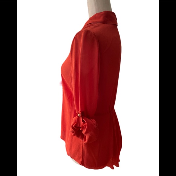 Alice & Olivia burnt orange rayon crepe blouse size XS - Picture 3 of 13